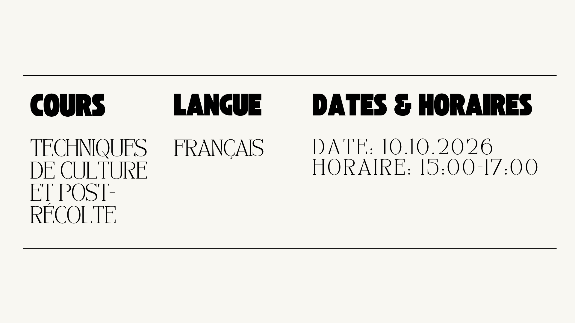 Online Cours: Techniques de culture et post-récolte (FRENCH - 10.10.26)